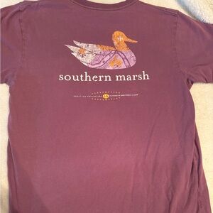 Southern Marsh Maroon Tee with Orange Logo